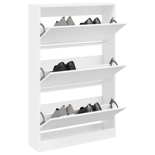 vidaXL Shoe Cabinet White 80x21x125.5 cm Engineered Wood