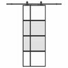 vidaXL Sliding Door with Hardware Set Black 76x205 cm Tempered Glass