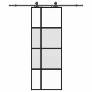 vidaXL Sliding Door with Hardware Set Black 76x205 cm Tempered Glass