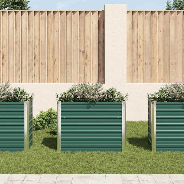 vidaXL Garden Raised Bed Galvanised Steel 100x40x77 cm Green