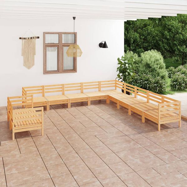 vidaXL 11 Piece Garden Lounge Set Solid Wood Pine