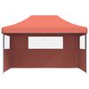 vidaXL Foldable Party Tent Pop-Up with 3 Sidewalls Terracotta