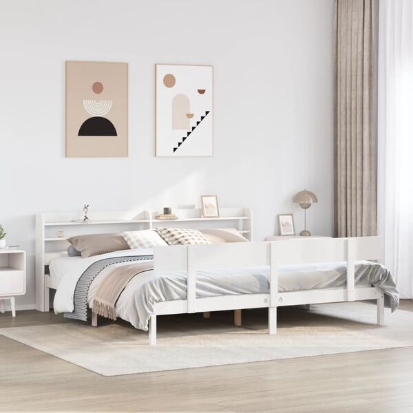 vidaXL Bed Frame without Mattress White 200x200 cm Solid Wood Pine