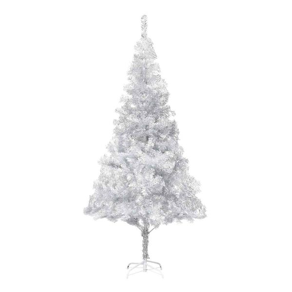 vidaXL Artificial Pre-lit Christmas Tree with Ball Set Silver 210 cm PET