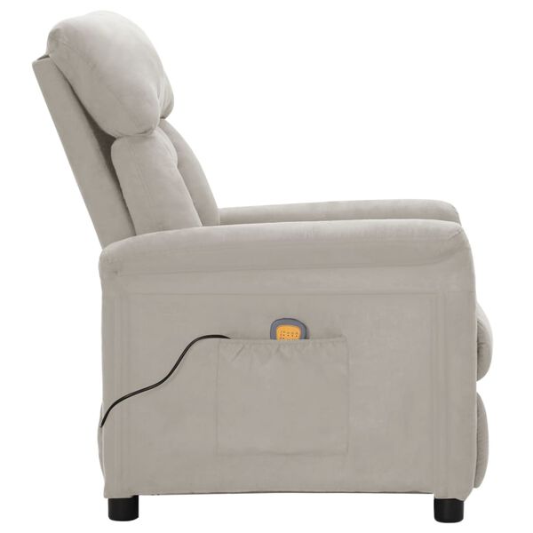 vidaXL Massage Chair Light Grey Microfiber Fabric