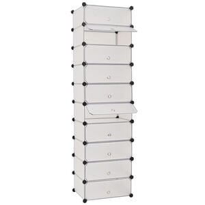 vidaXL Interlocking Shoe Organiser with 10 Compartments White