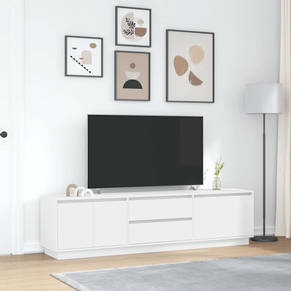 vidaXL TV Cabinet with LED Lights White 193.5x41x50 cm