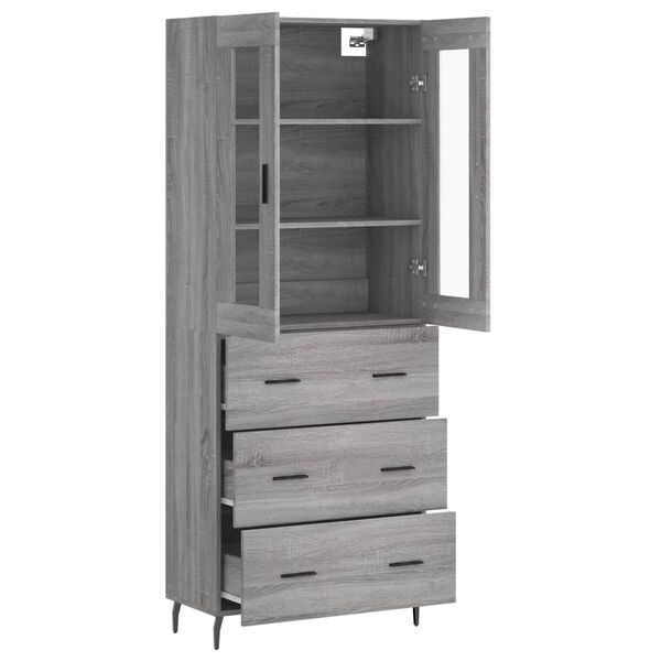 vidaXL Highboard Grey Sonoma 69.5x34x180 cm Engineered Wood