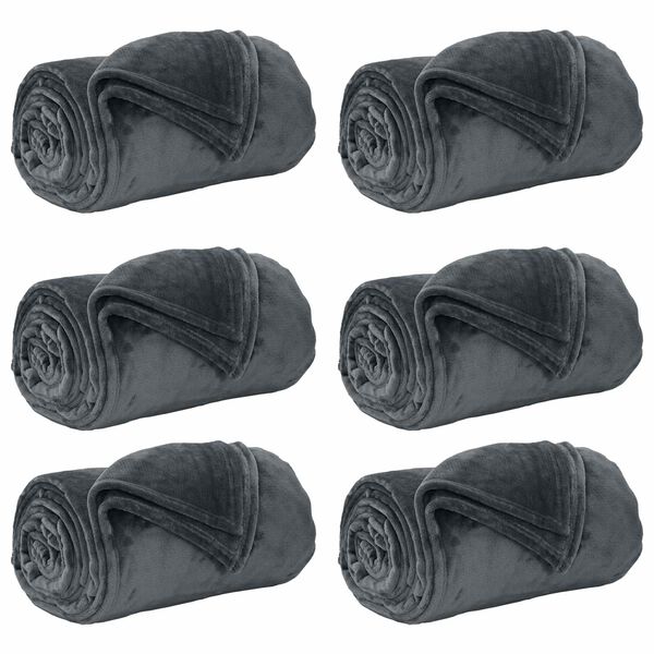vidaXL Throw Blankets 6 pcs Dark Grey 130 x 150 cm Fleece