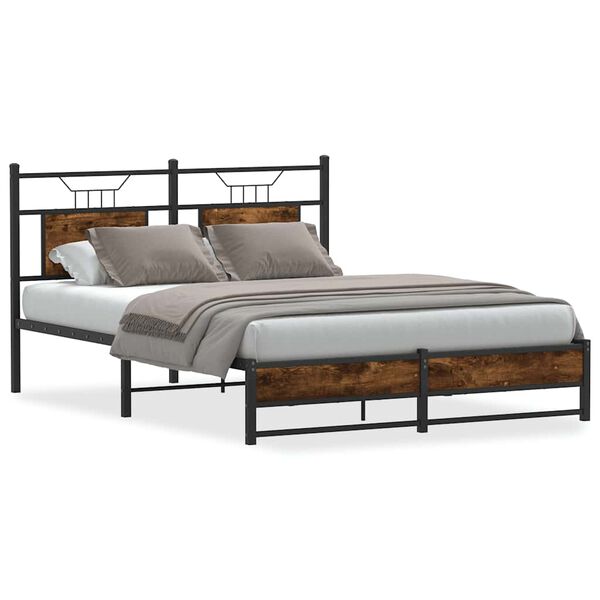 vidaXL Bed Frame without Mattress Smoked Oak 150x200 cm King Size Engineered Wood