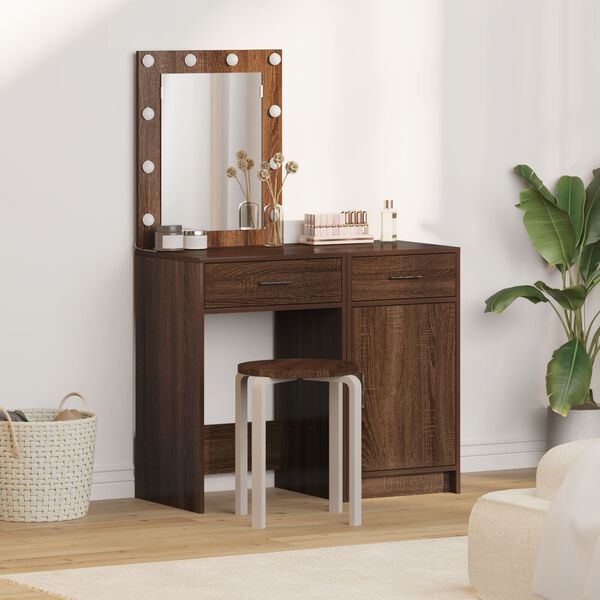 vidaXL Dressing Table 2 pcs Brown 50 x 41 x 135 cm Engineered wood