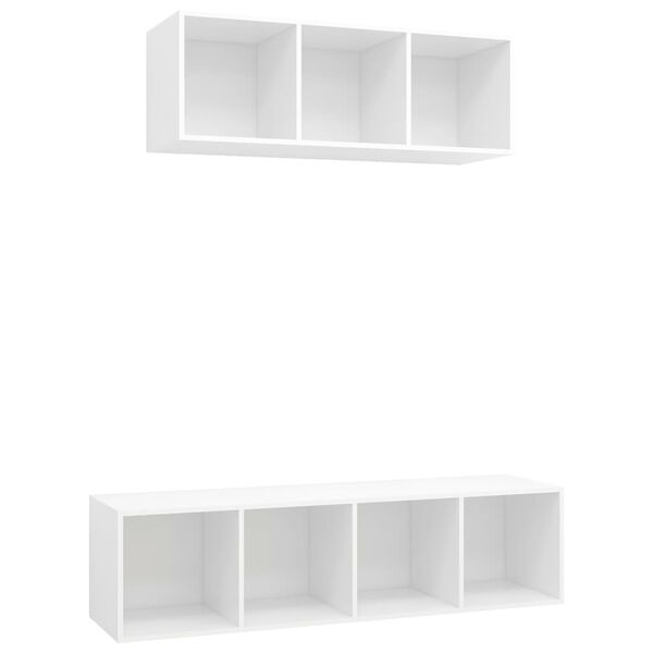 vidaXL 2 Piece TV Cabinet Set White Engineered Wood