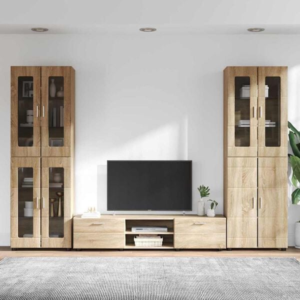 vidaXL TV Cabinet Set with Drawer with Door Sonoma Oak Engineered Wood