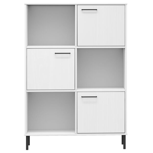 vidaXL Bookcase with Metal Legs White 90x35x128.5 cm Solid Wood OSLO