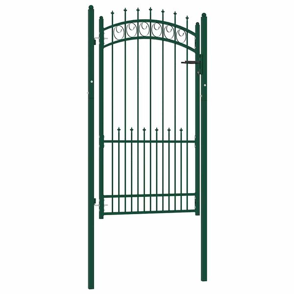 vidaXL Fence Gate with Spikes Steel 100x175 cm Green