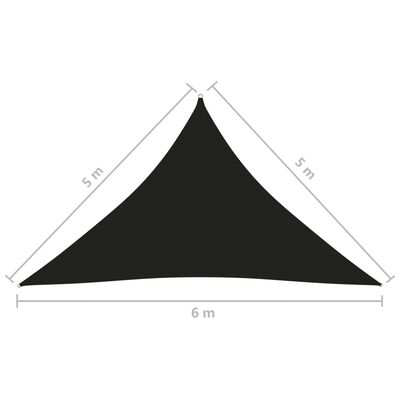 vidaXL Sunshade Sail Oxford Fabric Triangular 5x5x6 m Black