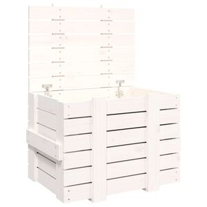 vidaXL Storage Box White 58x40.5x42 cm Solid Wood Pine