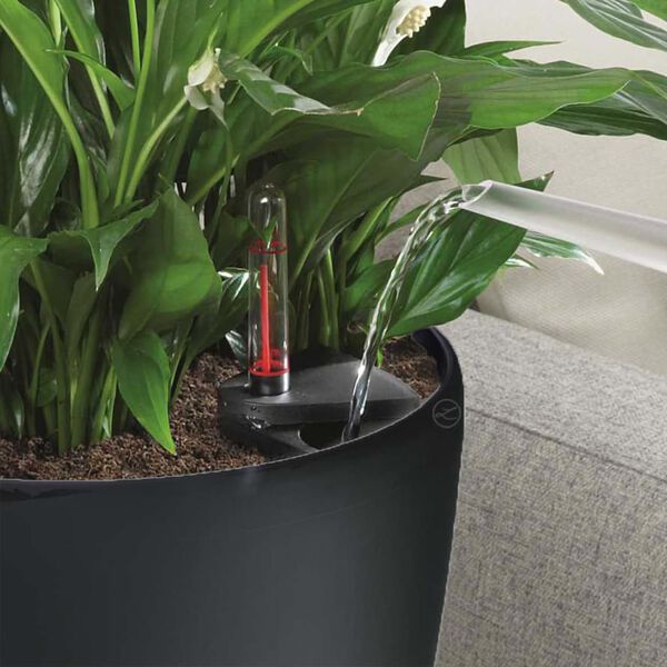 LECHUZA Planter CLASSICO LS 28 ALL-IN-ONE Charcoal Metallic 16043