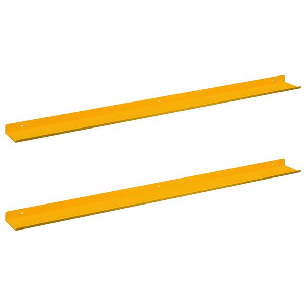 vidaXL Floating Shelf 2 pcs Mustard Yellow 100 x 9 x 2.5 cm Steel