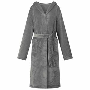 vidaXL Bathrobe Hoodie Dark Grey S Flannel