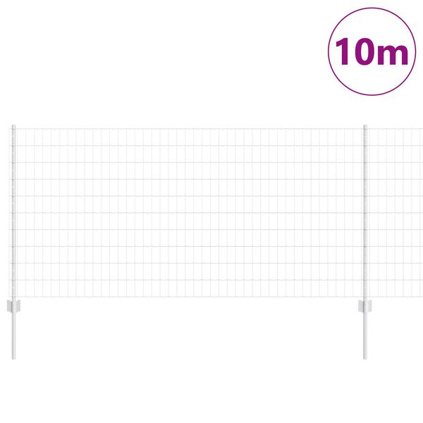 vidaXL Fence with Post Silver 1 x 10 m Steel