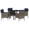 vidaXL Garden Dining Set with Cushion 5 pcs Grey Poly Rattan