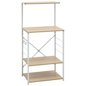 vidaXL Microwave Cabinet White and Oak 60x39.6x123 cm Engineered Wood