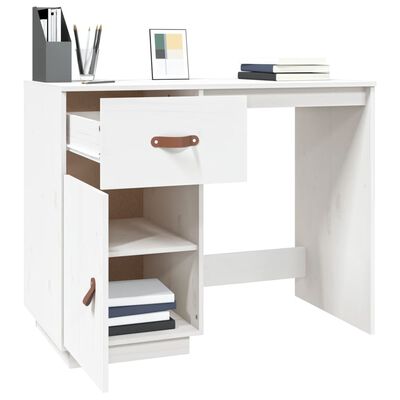 vidaXL Desk White 95x50x75 cm Solid Wood Pine