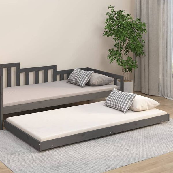 vidaXL Bed Frame without Mattress Grey 90x200 cm Solid Wood Pine