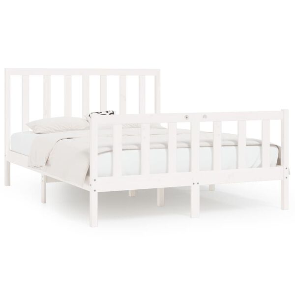 vidaXL Bed Frame without Mattress White 160x200 cm Solid Wood