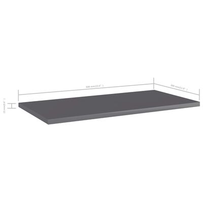 vidaXL Bookshelf Boards 8 pcs High Gloss Grey 60x30x1.5 cm Engineered Wood