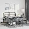 vidaXL Metal Bed Frame without Mattress with Footboard Black 135x190cm
