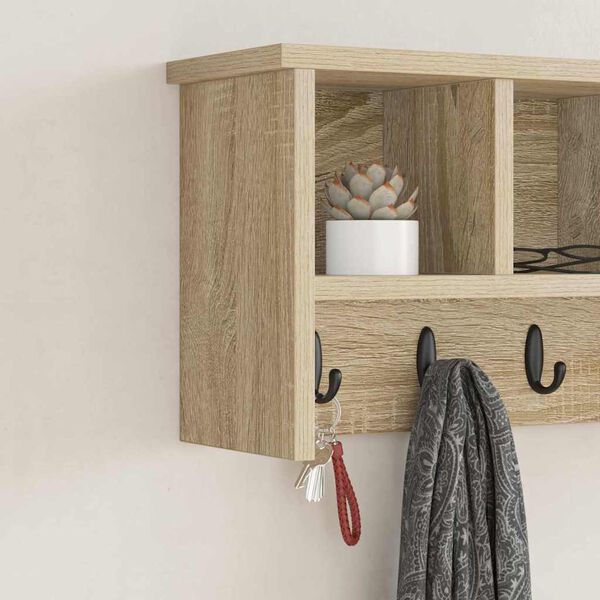 vidaXL Wall-Mounted Coat Rack with Shelf Sonoma oak 50 x 16 x 26 cm
