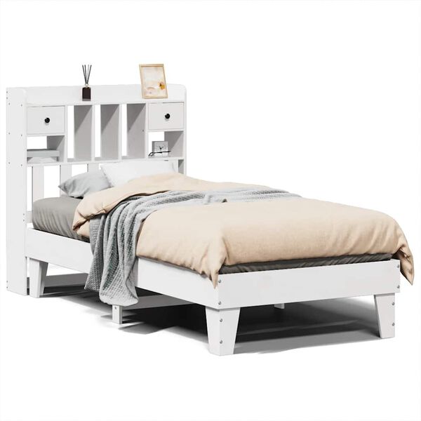 vidaXL Bed Frame without Mattress White 90x190 cm Single Solid Wood Pine
