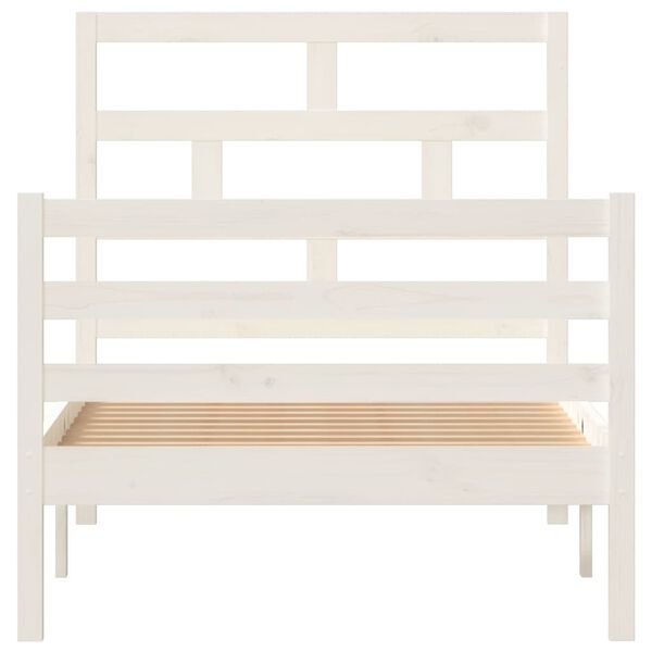 vidaXL Bed Frame without Mattress White Solid Wood 90x200 cm (810416+814175)