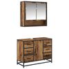 vidaXL Bathroom Furniture Set with Door 2 pcs Old wood 80 x 33 x 60 cm