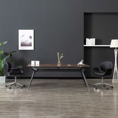 vidaXL Swivel Dining Chairs 2 pcs Black Faux Leather
