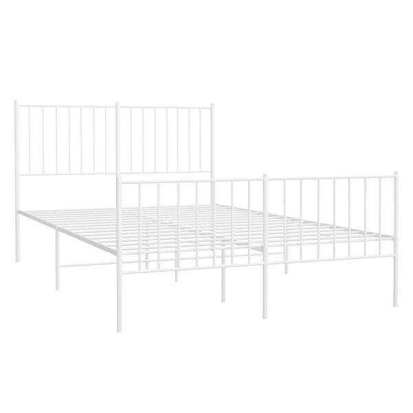 vidaXL Metal Bed Frame without Mattress with Footboard White 120x190cm