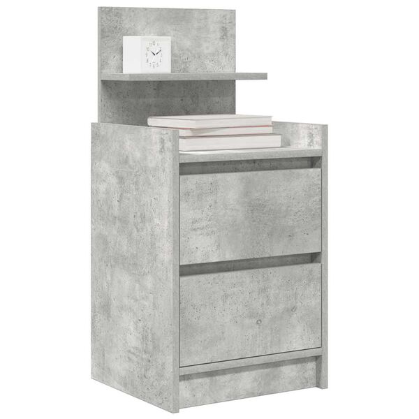 vidaXL Bedside Cabinet with 2 Drawers Concrete Grey 38x34x80 cm