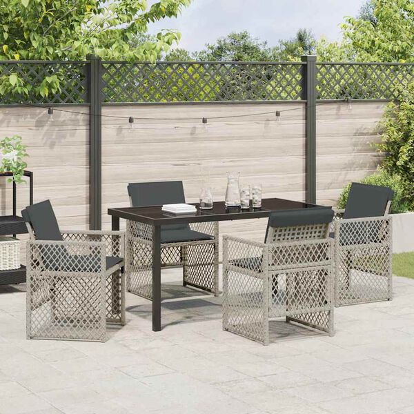vidaXL Garden Dining Set 5 pcs Light Grey Poly Rattan