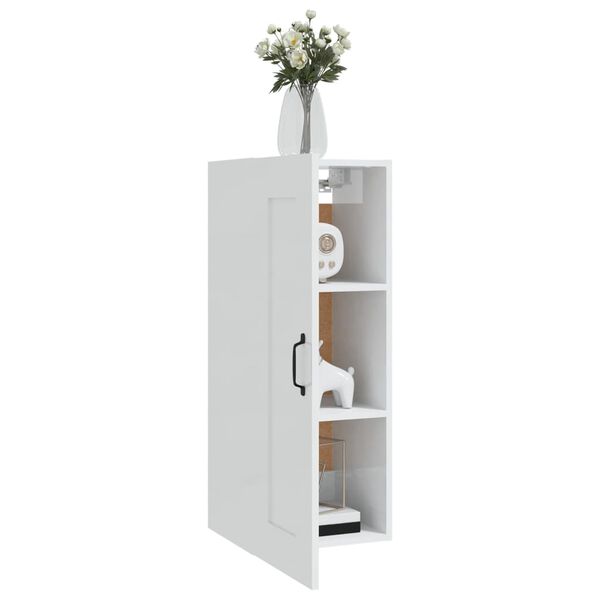 vidaXL Hanging Cabinet High Gloss White 35x34x90 cm Engineered Wood