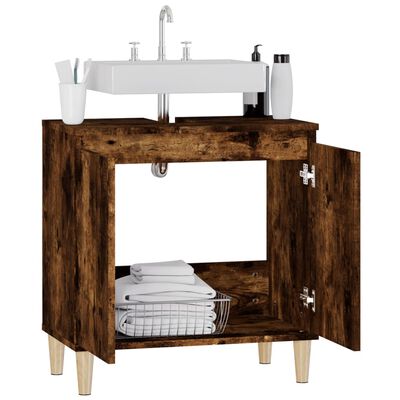 vidaXL Sink Cabinet Smoked Oak 58x33x60 cm Engineered Wood