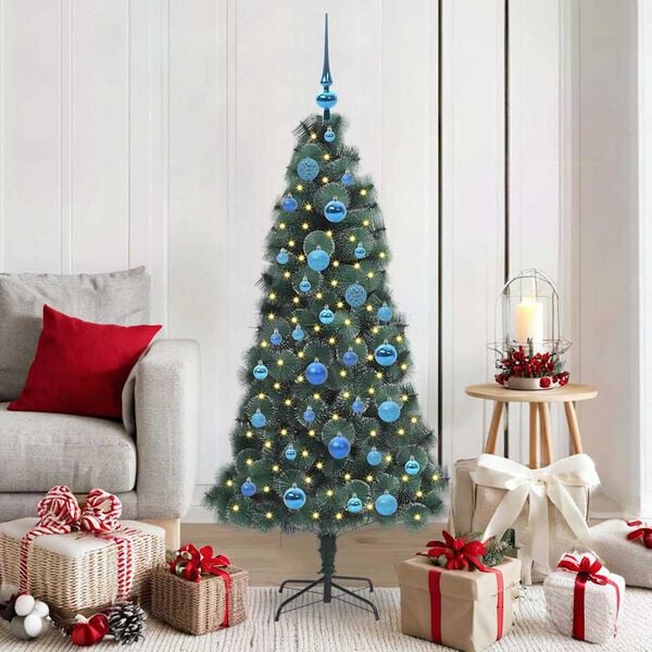 vidaXL Artificial Pre-lit Christmas Tree with Ball Set Green 150 cm
