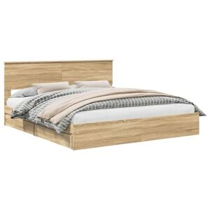 vidaXL Storage Bed with Drawer Sonoma Oak 180 x 200 cm Engineered Wood