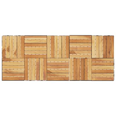 vidaXL Decking Tiles 10 pcs 30x30 cm Solid Wood Teak Vertical Pattern