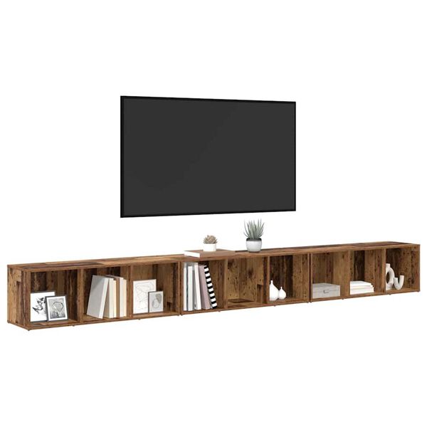 vidaXL TV Cabinet Set Wall-mounted 3 pcs Old Wood 37 x 35 x 107.5 cm
