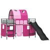 vidaXL Kids'Bunk Bed Frame with Curtains Black and Pink 100 x 190 cm