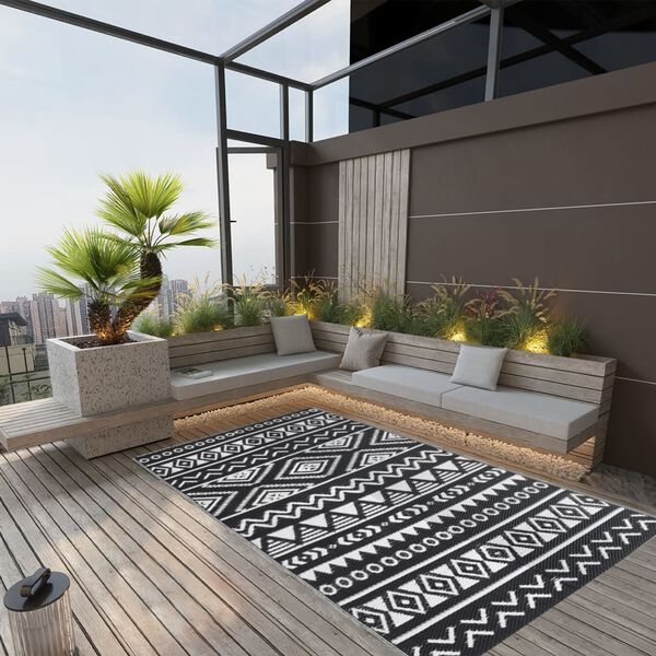 vidaXL Outdoor Rug ARAKIL Black 120x180 cm PP