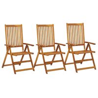 vidaXL Garden Reclining Chairs 3 pcs Solid Acacia Wood