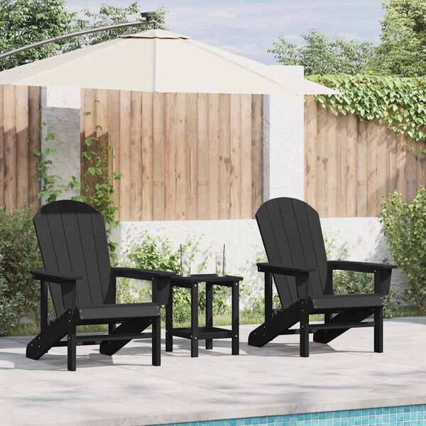 vidaXL Garden Chair 3 pcs Black Polyethylene